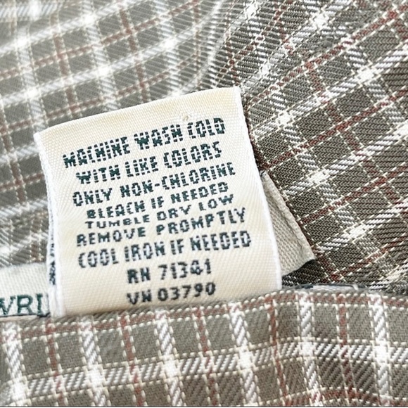 LL BEAN Men’s Green Wrinkle Resistant Plaid LS Button Up Shirt Sz XXL Reg - Picture 6 of 6